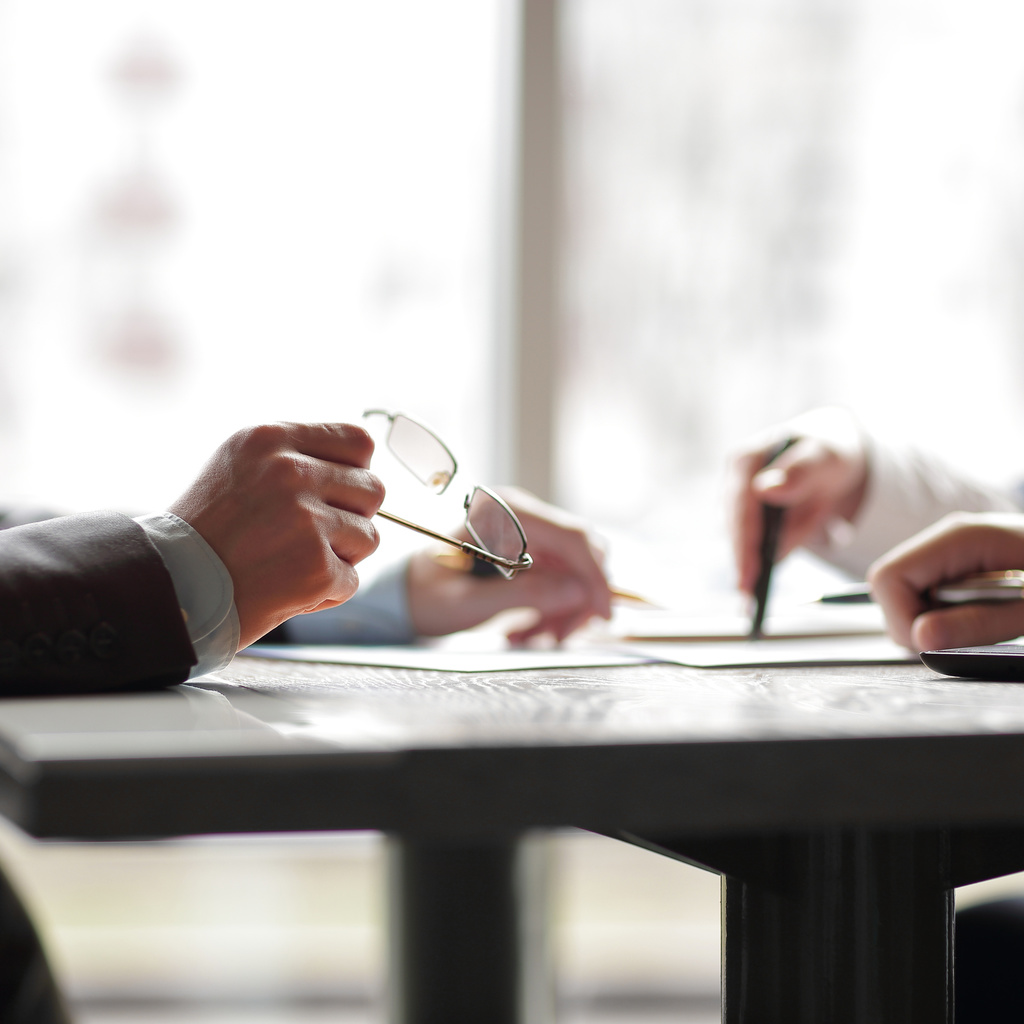 close up. business people discussing financial information